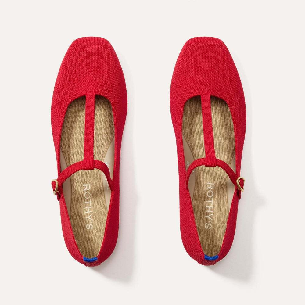 Rothy's The T–Strap Mary Jane - Red Crisp Size 7.5